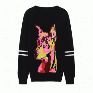 Senaste Hösten Vinter Långärmad Wolf Jacquard Women Tops Pullover Sweater