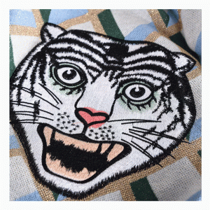 Nykomst Tiger Head Jacquard Tops Ladies Winter Fall Sweater Pullover