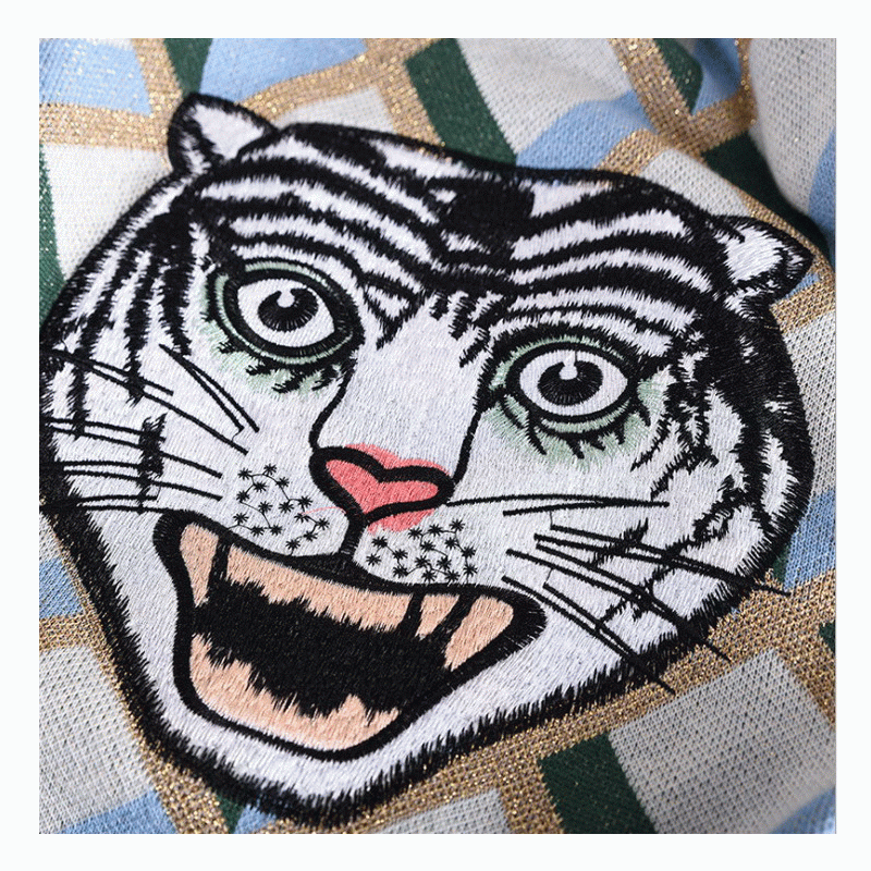 Nykomst Tiger Head Jacquard Tops Ladies Winter Fall Sweater Pullover