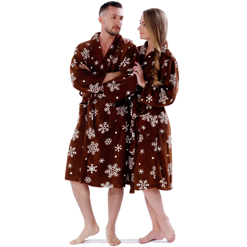 Vuxen tryckt Fleece Robe Par Pyjamas