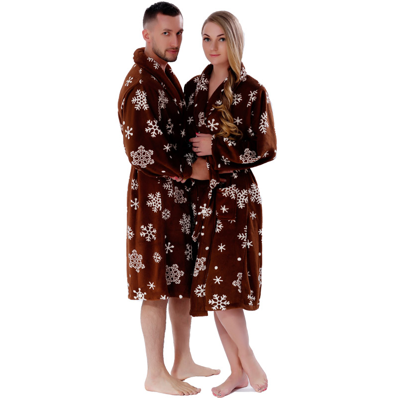 Vuxen tryckt Fleece Robe Par Pyjamas