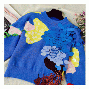 Custom Design Handgjorda Sy Sequins Women Knit Sweater