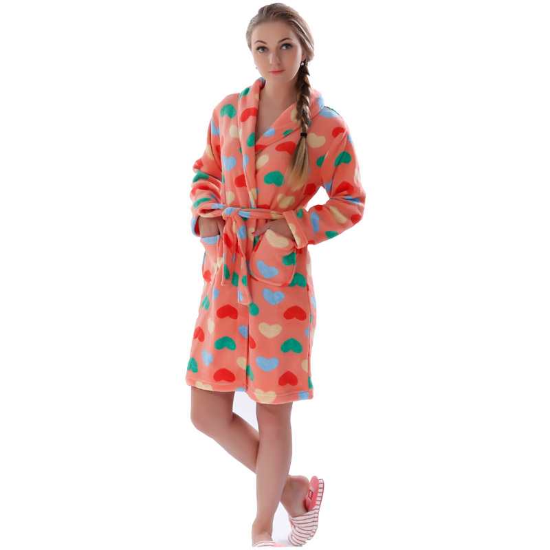 Kvinnor Tryckt Fleece Robe Vuxen Pajama