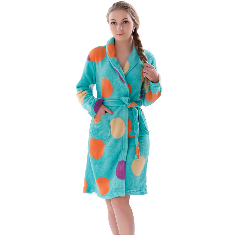 Vuxen Tryckt Fleece Pajama Women Robe