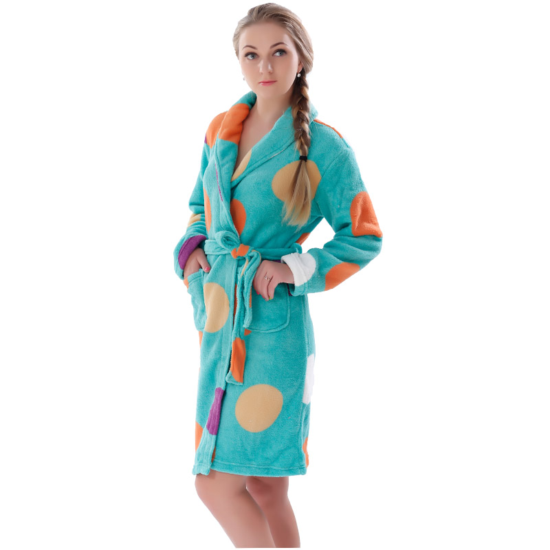Vuxen Tryckt Fleece Pajama Women Robe