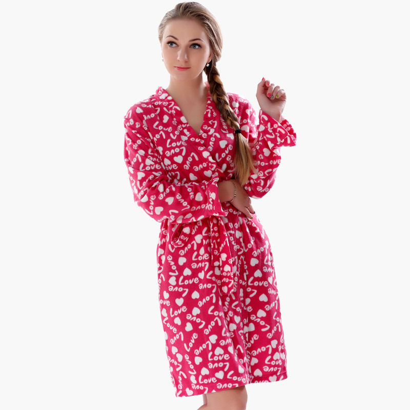 Vuxen Fleece Robe Printed Kimono Pajama