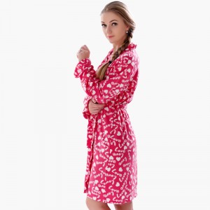 Vuxen Fleece Robe Printed Kimono Pajama
