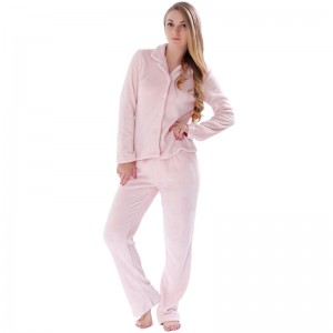 Kvinnor Solid Coral Fleece Adult Pajama