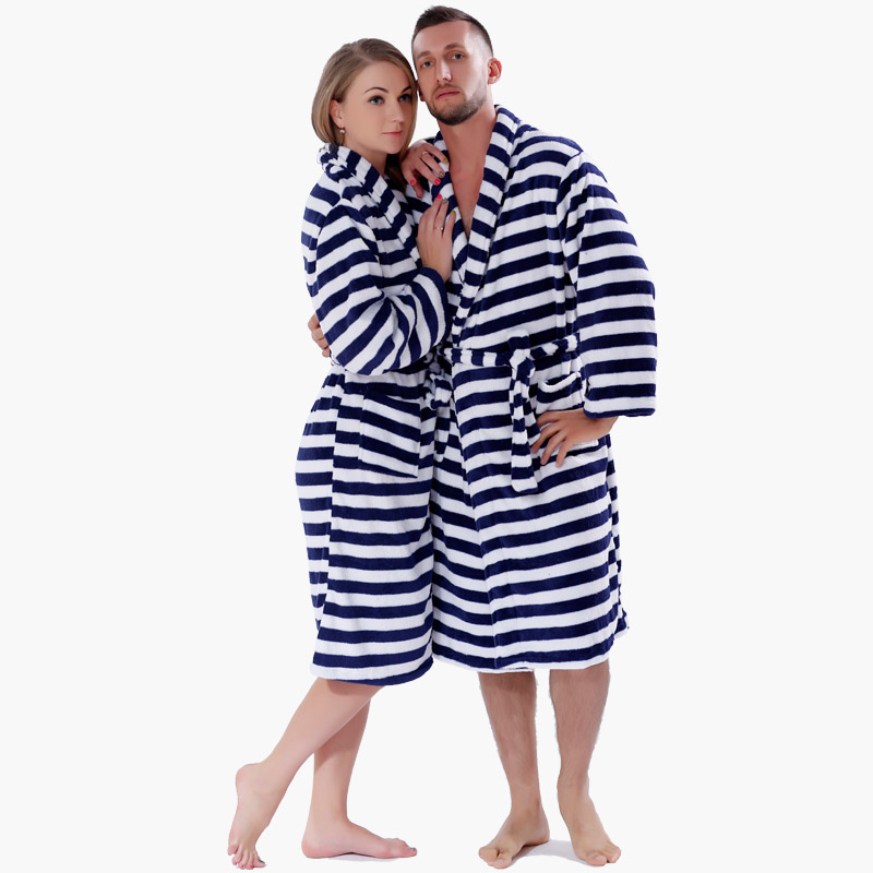 Vuxen Striped Robes Män Kvinnor Pyjamas