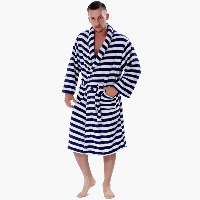 Vuxen Striped Robes Män Kvinnor Pyjamas