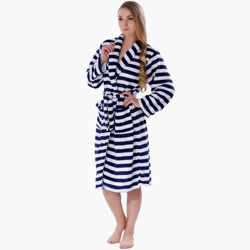 Vuxen Striped Robes Män Kvinnor Pyjamas