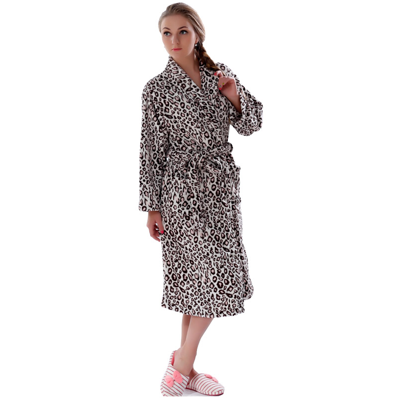 Vuxen Leopard Robe Kvinnor Tryckta Pyjamas