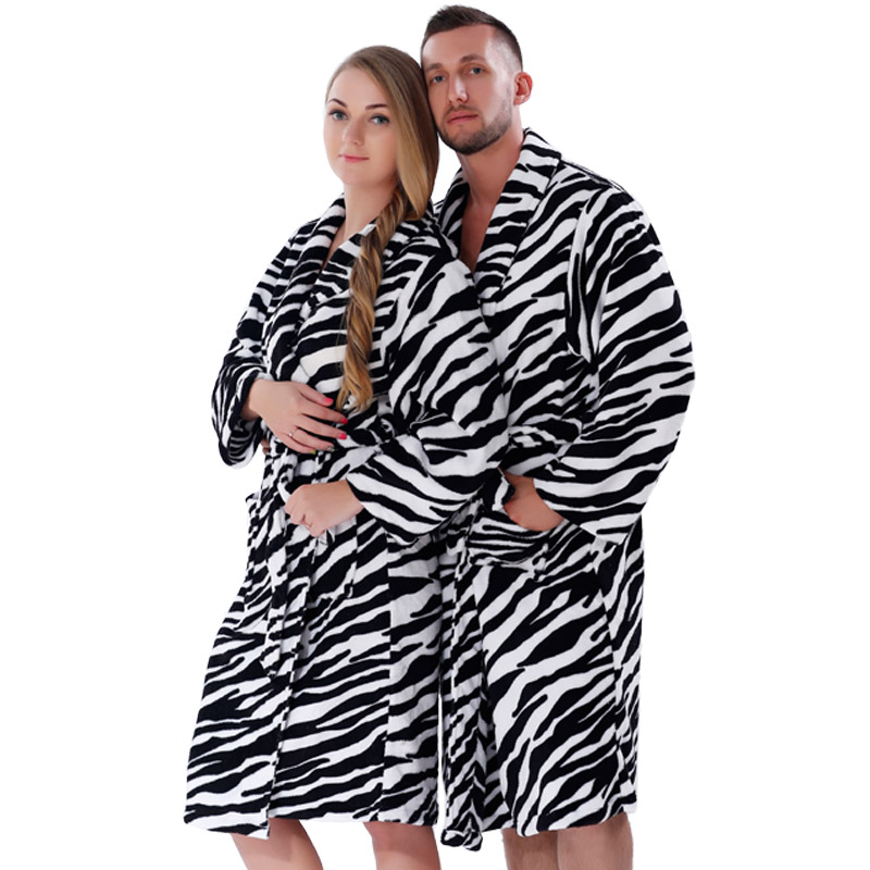 Vuxen Coral Fleece Robes Män Kvinnor Badrockar Par Pyjamas