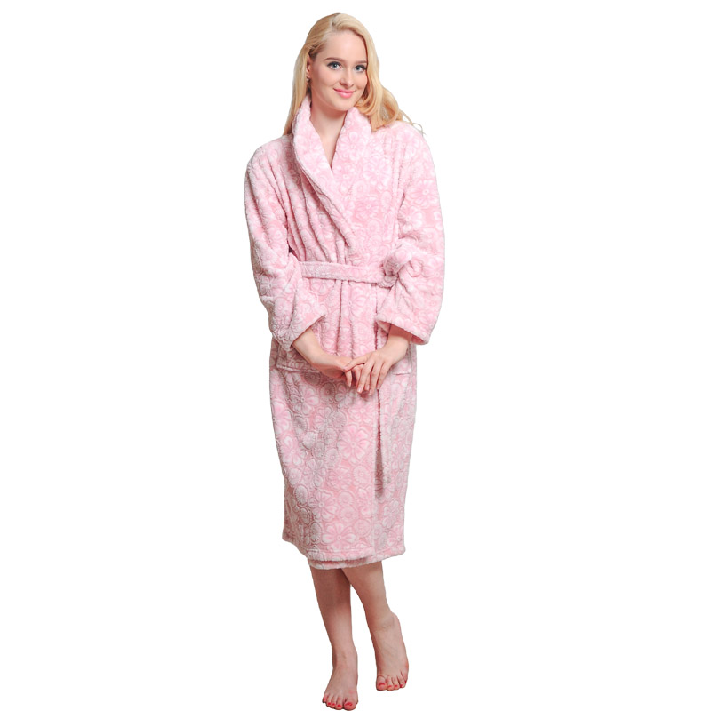Vuxen Cutting Fleece Robe Kvinnor Pyjamas Höst Vinter Badrockar