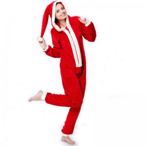 Ladies Coral Fleece Hooded Christmas Costume Onesie