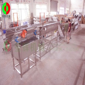 Stora grönsaker och fruktskalning och skärande produktionslinje