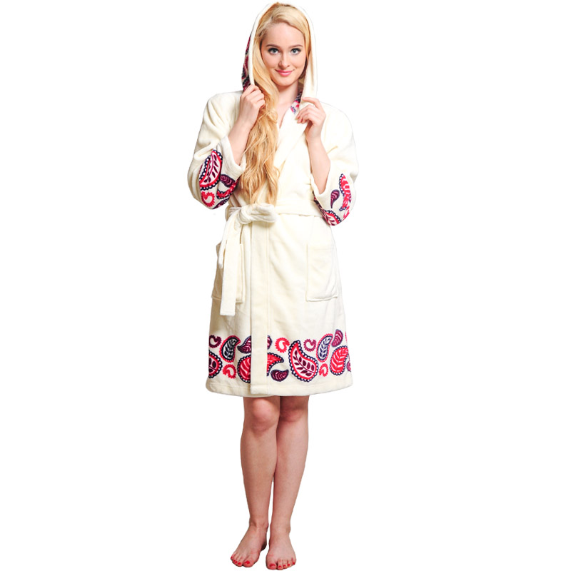 Kvinnor Ställda Tryckta Robes Flannel Fleece Pyjamas Women Hooded Pyjamas