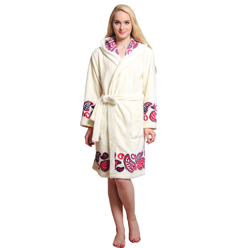 Kvinnor Ställda Tryckta Robes Flannel Fleece Pyjamas Women Hooded Pyjamas
