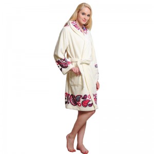 Kvinnor Ställda Tryckta Robes Flannel Fleece Pyjamas Women Hooded Pyjamas