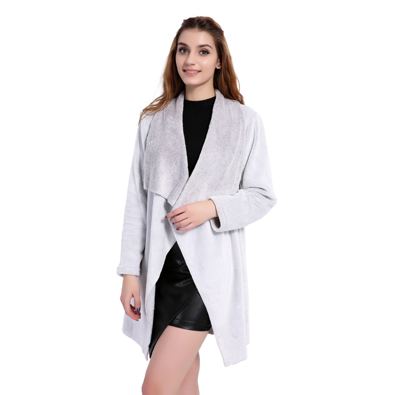 Vuxen Flannel Fleece Coats Kvinnor Fleece Cardigan Women Warm Jackets