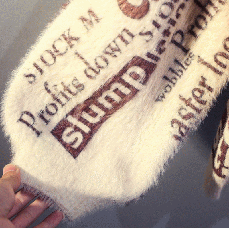 2019 Skräddarsydd Imitation Mink Wool Vinterlösa Lantern Sleeve Damtröja Knitwear Sweater