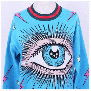 OEM Big Eye Jacquard Damtoalett Pullover Sweater 2018