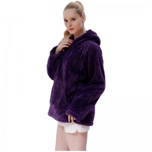 Kvinna Snuggle Fleece Lila Hooded Pocket Sweatshirt