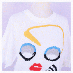 Skräddarsydda röda läppar Jacquard Summer Thin Knit Sweaters