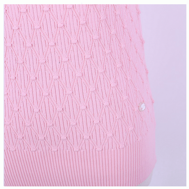 2018 Diamond Grids Summer Short Sleeve Stickad Pullover Sweater Women