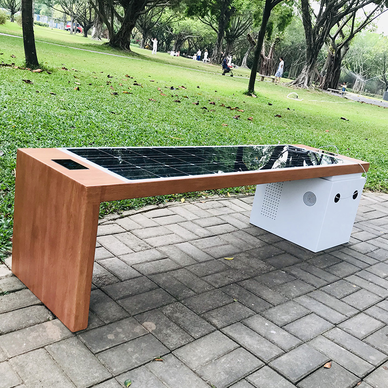 Solar Powered Smart Outdoor Furniture Metal Garden Bänk Sittplats för Park och Street