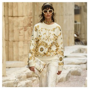 Skräddarsy designblommig broderi damtoalett ulltröja