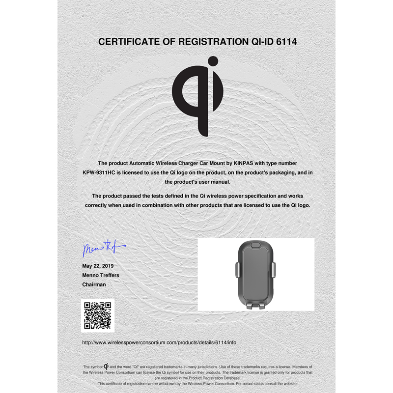 Shenzhen Factory - Kinpas QI bil trådlös laddare KPW-9311HC