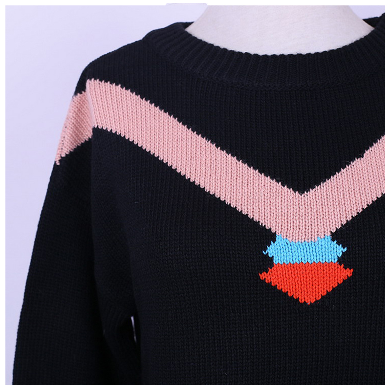 Custom OEM Wool Long Body Striped tröja Fashion 2018 Women