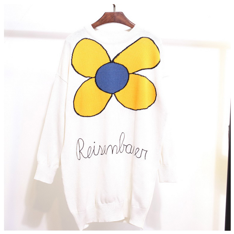 American / European Size Daisy Flower Jacquard Damtröja