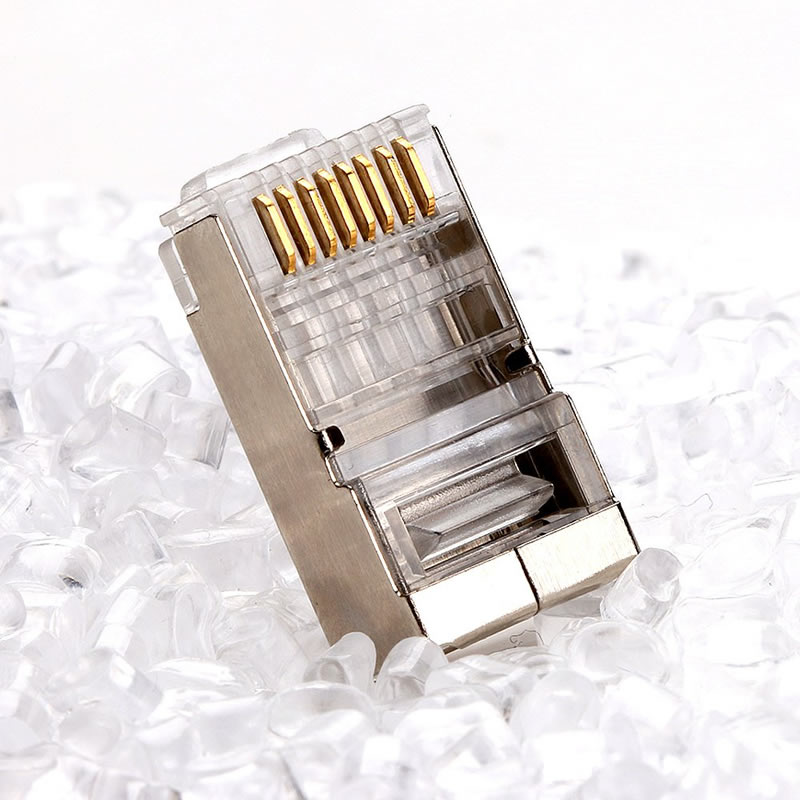 RJ45-kontakt CAT5E CAT6 Crimp Ethernet-kontakt STP 8P8C Modular Crystal Head Plugs