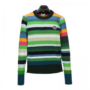 Skräddarsydda Ladies Wool Blend Multi Color Stripes Crew Neck Knit Sweater