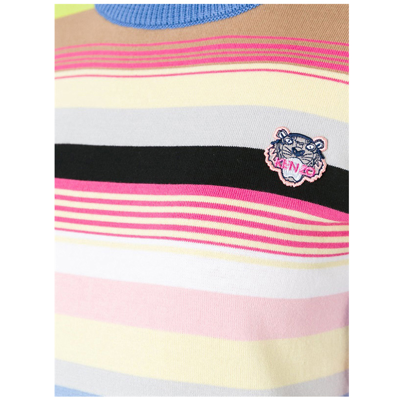 Skräddarsydda Ladies Wool Blend Multi Color Stripes Crew Neck Knit Sweater