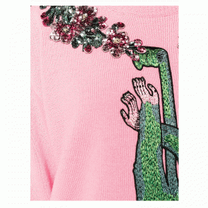 Ladies Funny Monkey Beaded Appliques Inredda Tröjor Crew Neck Pullover