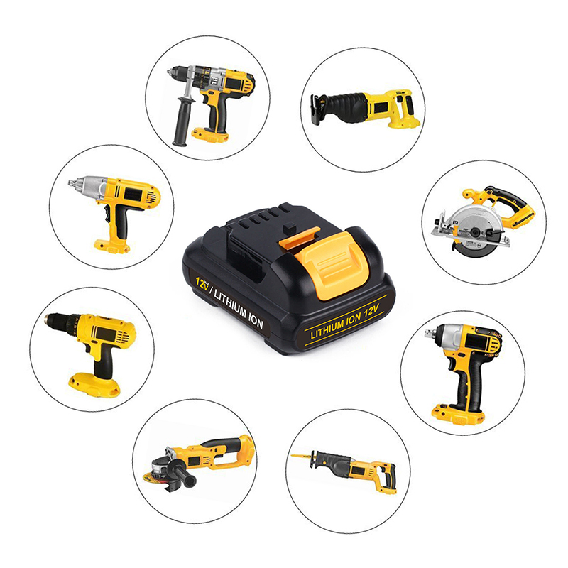 Li-ion 12V 2000mAh Ersättningsuppladdningsbart batteri för Dewalt DCB120, DCB121