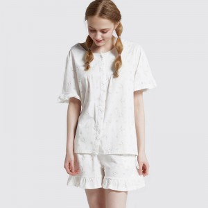 Kvinnor Trycks Bomull-Spandex Singel Jersey Pyjamas Set