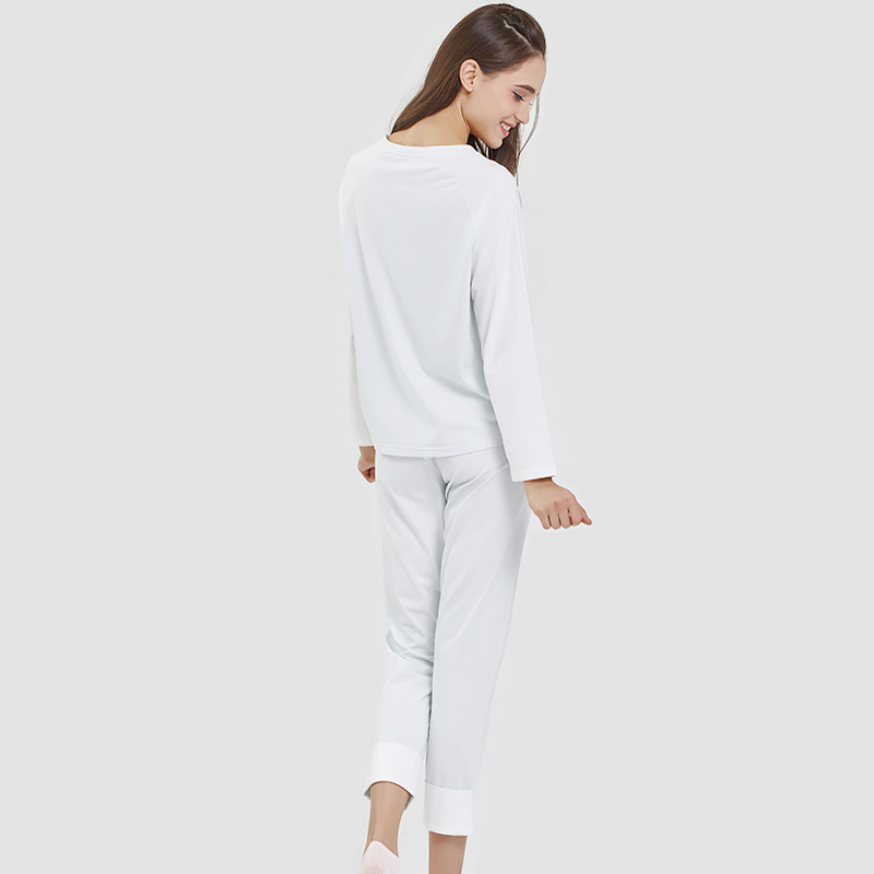 Kvinnor ställning Tryckt bomull-Spandex Single Jersey Pyjamas Set
