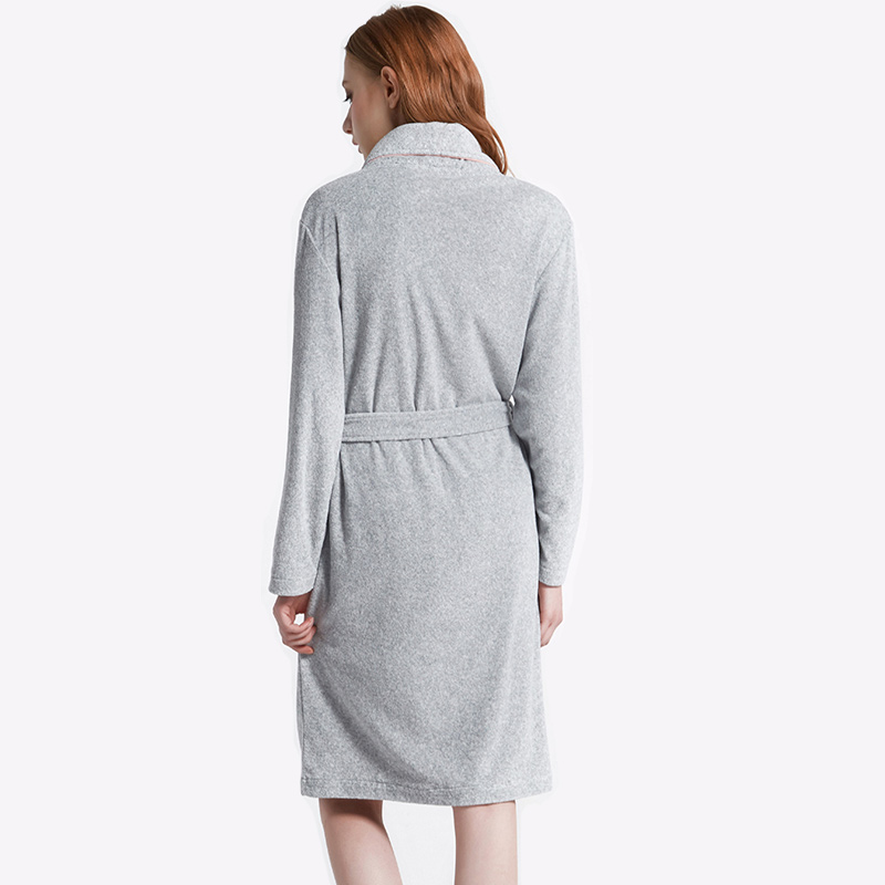 Kvinnor Melange Grey CVC Welt Badklänning
