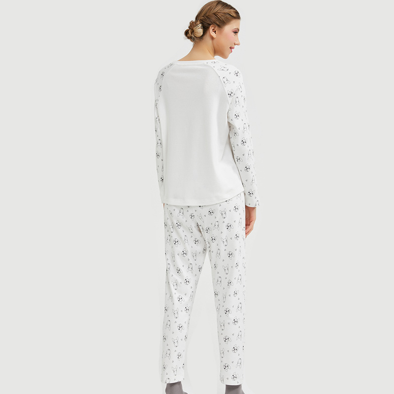 Kvinnor Lovely Printed Embroidery Single Jersey Pyjamas Set