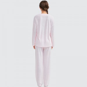 Kvinnor Bambu Jacquard Fabric Broderad Pajamasats