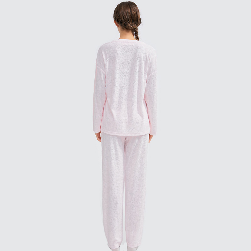 Kvinnor Bambu Jacquard Fabric Broderad Pajamasats
