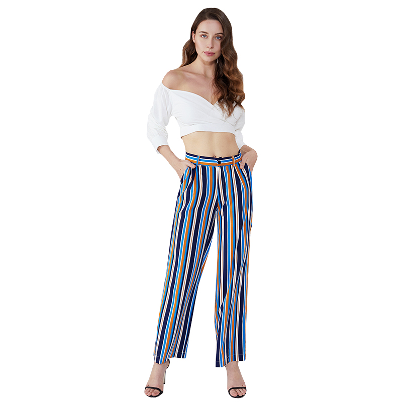 2019 Kvinnor Fancy New Design Stripe Girls Fashion Pant