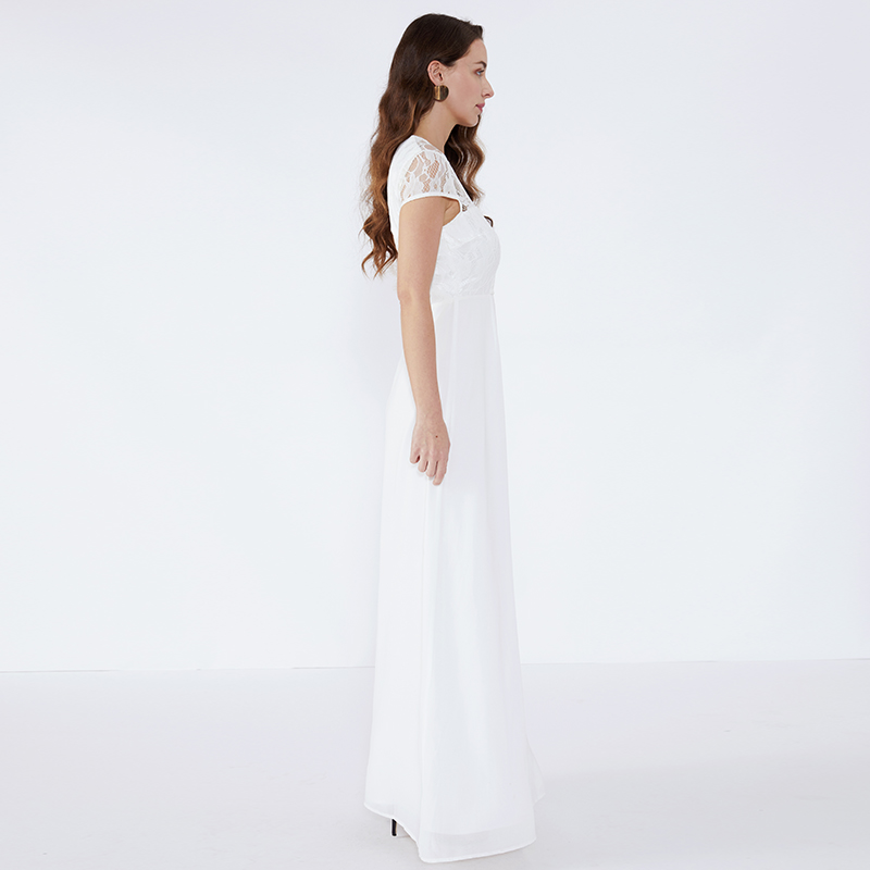 Läcka tillbaka Lace Evening 2019 Långa Kvinnor Kläder Vita Kappa Maxi Klänning JCGJ190315079