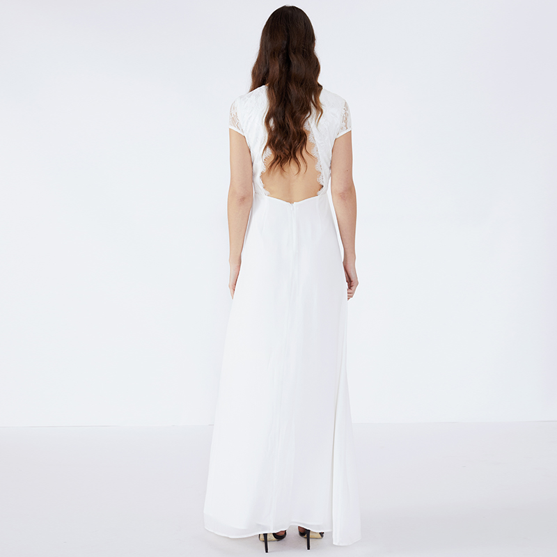 Läcka tillbaka Lace Evening 2019 Långa Kvinnor Kläder Vita Kappa Maxi Klänning JCGJ190315079