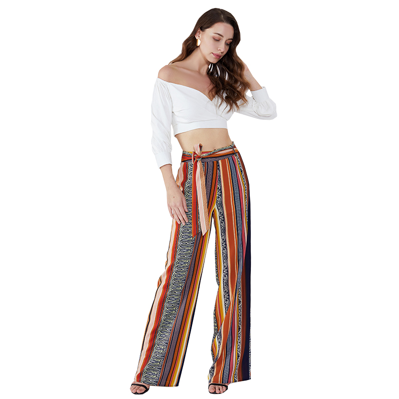 Stripe Custom High Waist Yoga Lounge Wide Leg Dambyxor