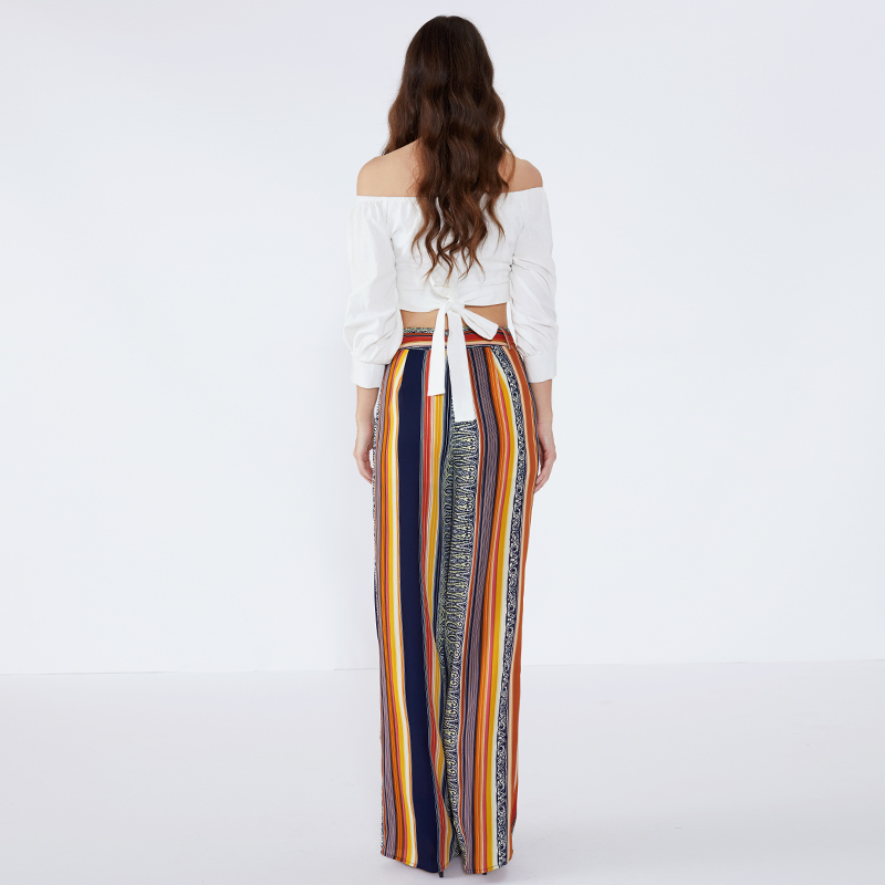 Stripe Custom High Waist Yoga Lounge Wide Leg Dambyxor